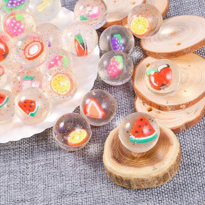 100 stuks/set speelgoedbal voor kinderen, gemengde stuiterbal, stevige drijvende fruit stuiterende kind elastische rubberen bal flipperkast stuiterspeelgoed
