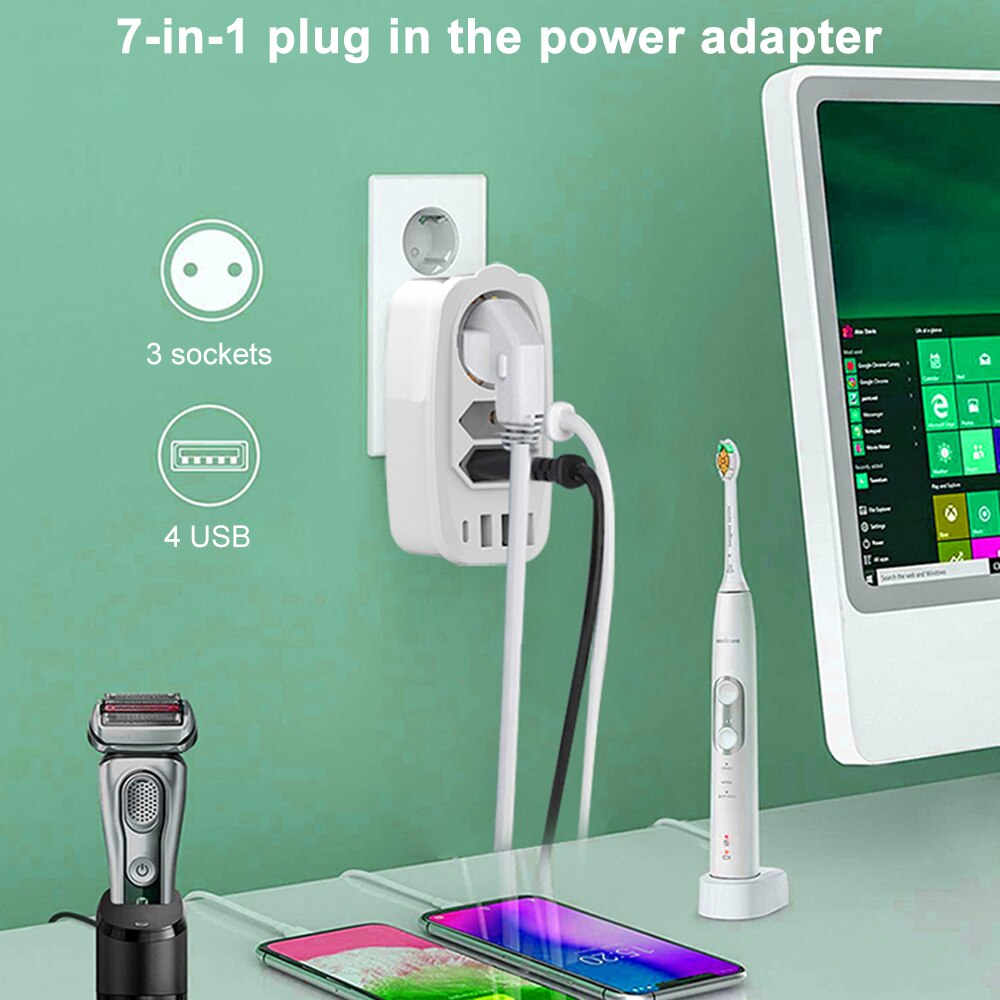 Socket Converter One Turn Multiple Three Hole Adapter Expansion Multi-Function Power Conversion Plug EU socket