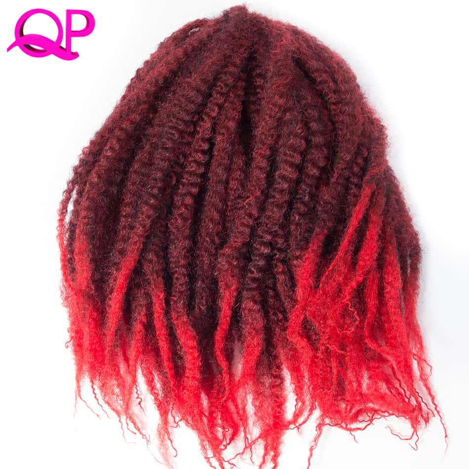 Qp hiukset 20 juuria virkatut hiukset 18 '' ombre himmeä väri afro kinky kihara punotus hiukset synteettiset pidennykset marley punokset: M1b/ burg