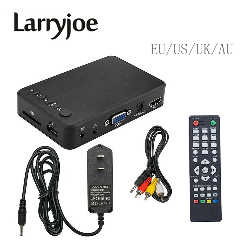 Larryjoe Mini 1080P Full HD HDMI Multimedia Speler Kits Professionele USB Externe HDD Media Player Met 3 Uitgangen HDMI /VGA/AV