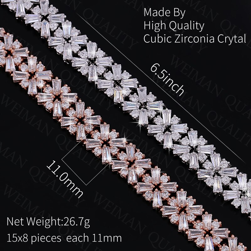 WEIMANJINGDIAN Luxury Cubic Zirconia Crystal CZ Tennis Bracelets for Women Bride or Bridesmaid