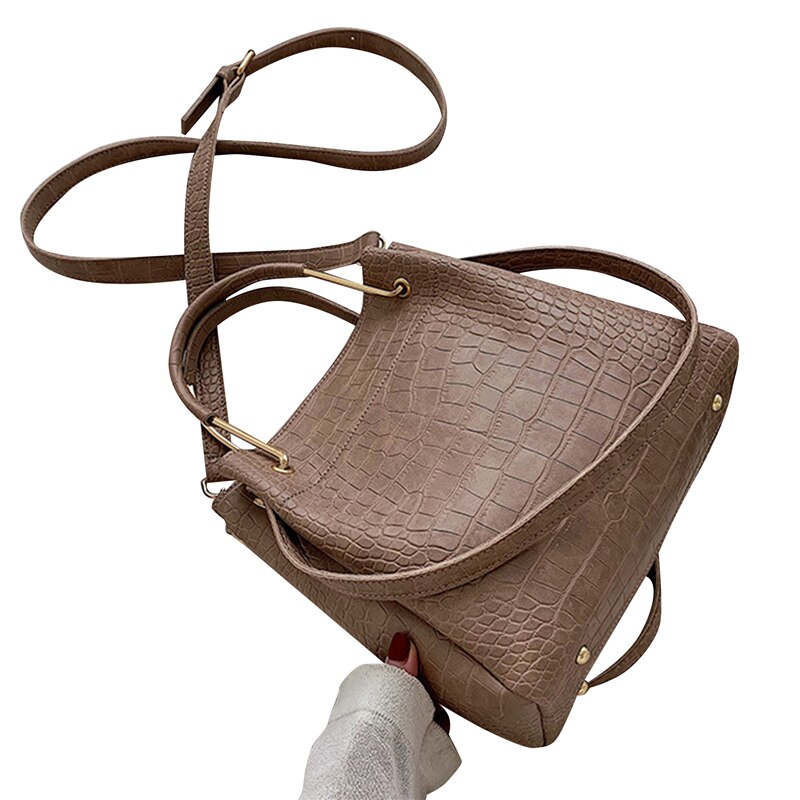 Krokodil aufbringen Eimer Tasche Frauen Tasche Griff Tasche Damen Mini Schulter Tasche Weibliche Alligator Umhängetasche: Rosa