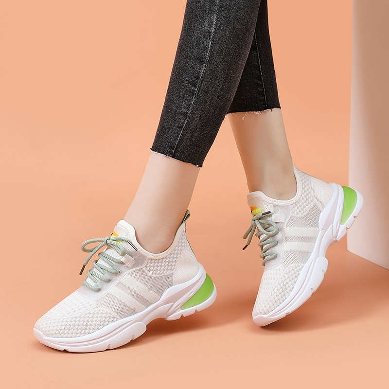 Naisten tennarit isä alusta paksut valkoiset urheilukengät harajuku mesh litteä kori kävelykengät zapatos deportivos mujer