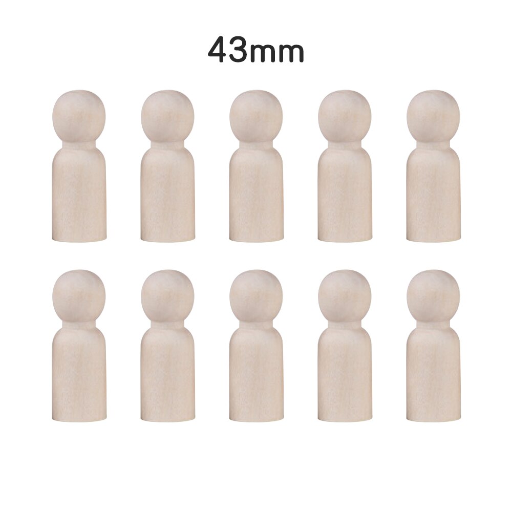 10Pcs 35/43/55/65mm Wooden Peg Dolls Girl Boy Wooden Dolls Kids Room Decor Handmade Diy Wooden Peg Dolls Blank Accessories: 04