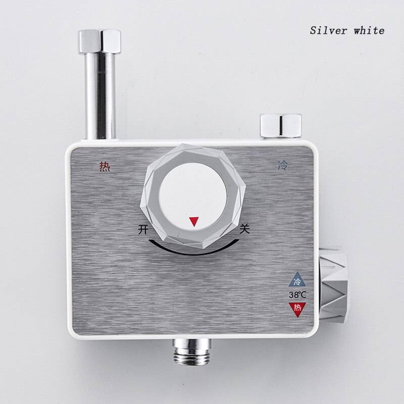 Stainless Steel Electroplating Intelligent Automatic Thermostatic Mixing Valve Temperature Control Shower Faucet: Silver white