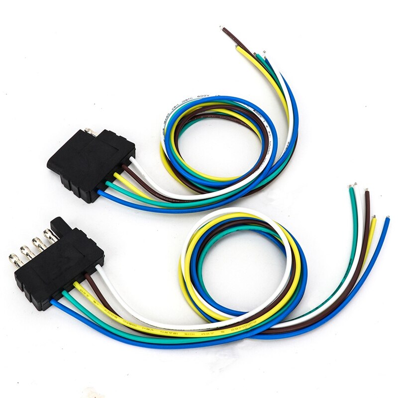 TIROL 5 Pin Male Plug Flat Trailer Wiring Harness Extension Connector Adapter Plug &amp; Sockets