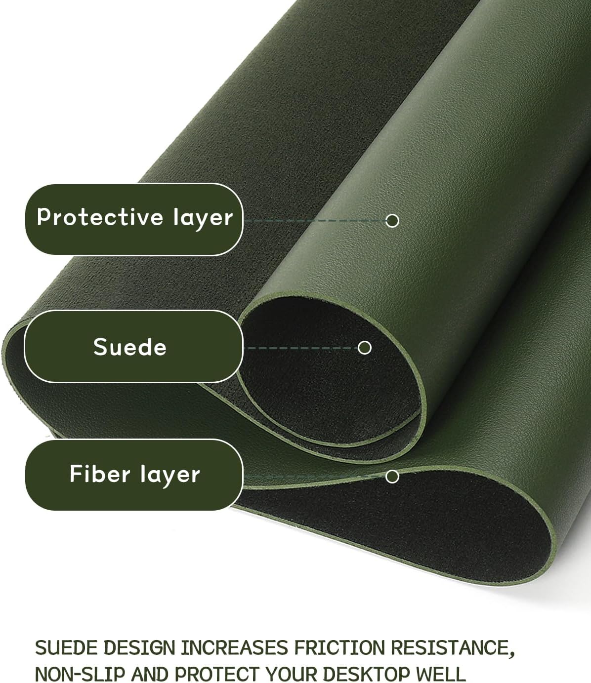 XXL Office Desk Pad Mat PVC Leather Waterproof Mouse Pad Desktop Keyboard Desk Pad Ultra Thin Large Desk Blotter: 26x21 cm  / green