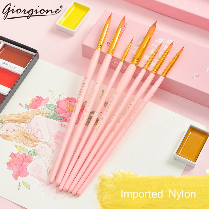 7pcs Giorgione Watercolor Paint Brush Set Multi-Shape Paint Brush For Gouache/Acrylic/Oil Painting Children Drawing Art Supplies