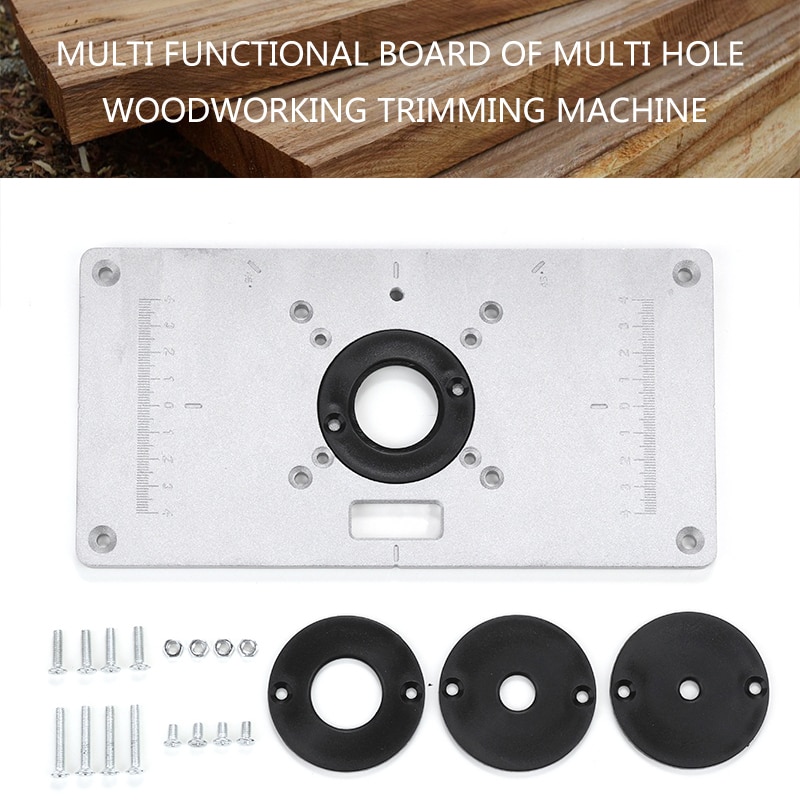Aluminum Alloy Router Table Insert Plate Fastening Plate with 4 Rings Screws Set For Woodworking Benches Router Accessories