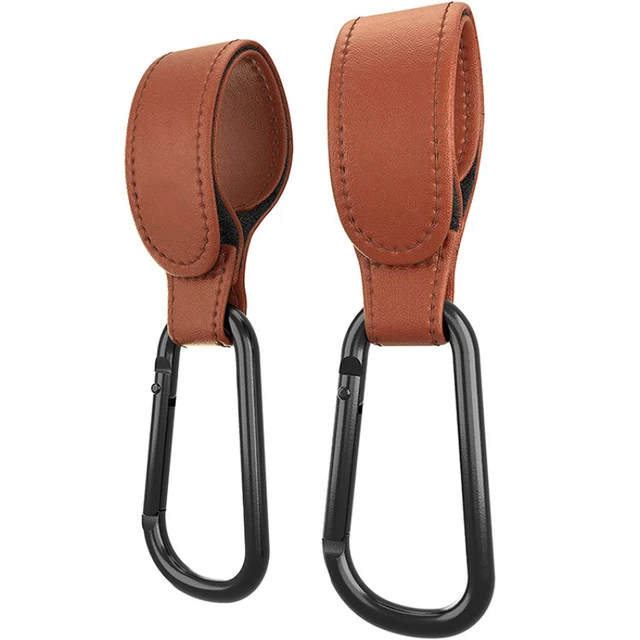 1/2 stücke Hochwertige Häkeln Kinderwagen Zubehör PU Leder Baby Tasche Kinderwagen Haken Kinderwagen Warenkorb Organizer 360 Grad Drehbare haken: Rosa