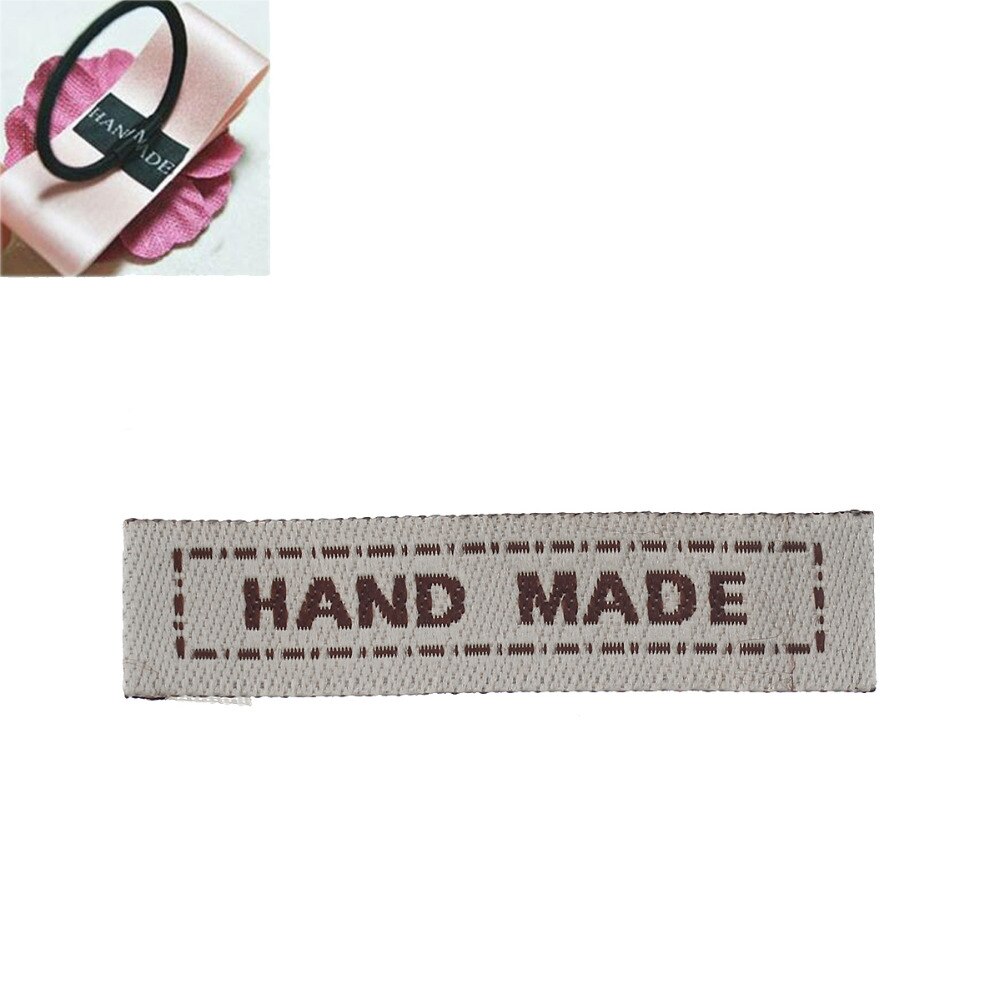 Mærke 100 stk. håndlavede tøjplejeetiketter til vævet tøjmærke, vaskbar etiket, tøjmærker, etiketter 4.5cm