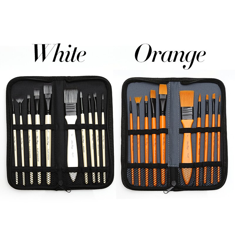 10 Pcs Art Paint Brushes Set Includes Carrying Case, for Kids, Artists, Acrylic, Oil, Watercolor and Gouache Painting