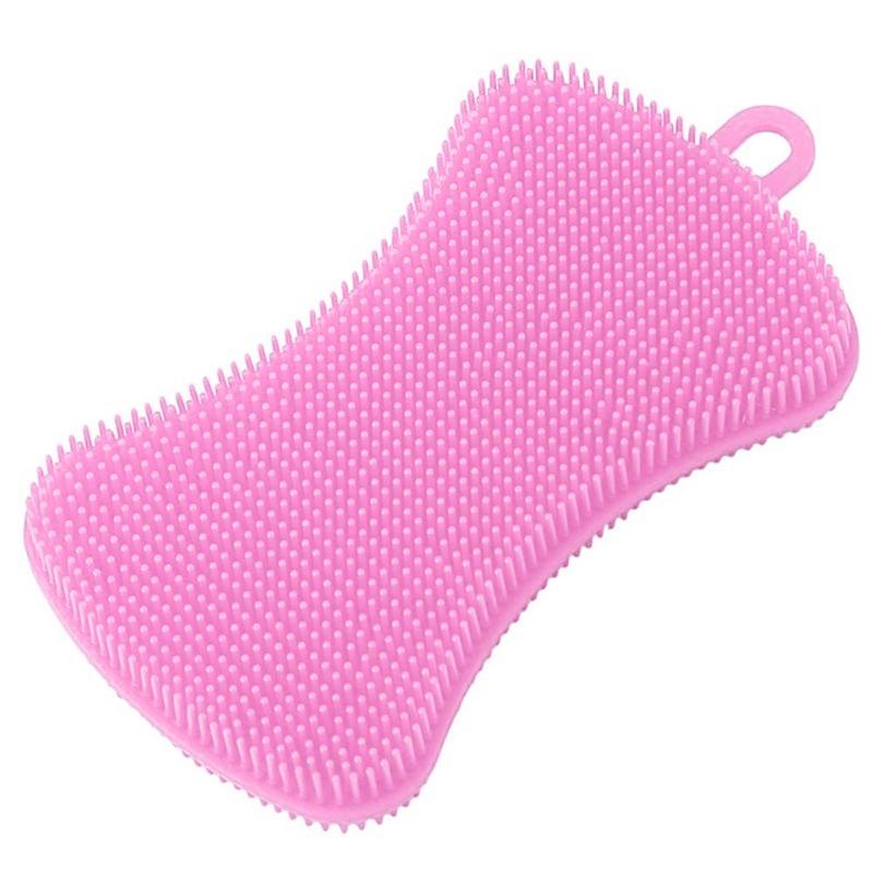 Accesorios de cocina cepillo para lavar los platos, Bol, olla, limpiador de esponjas de cocina, cepillos de limpieza, herramienta, estropajos: Pink