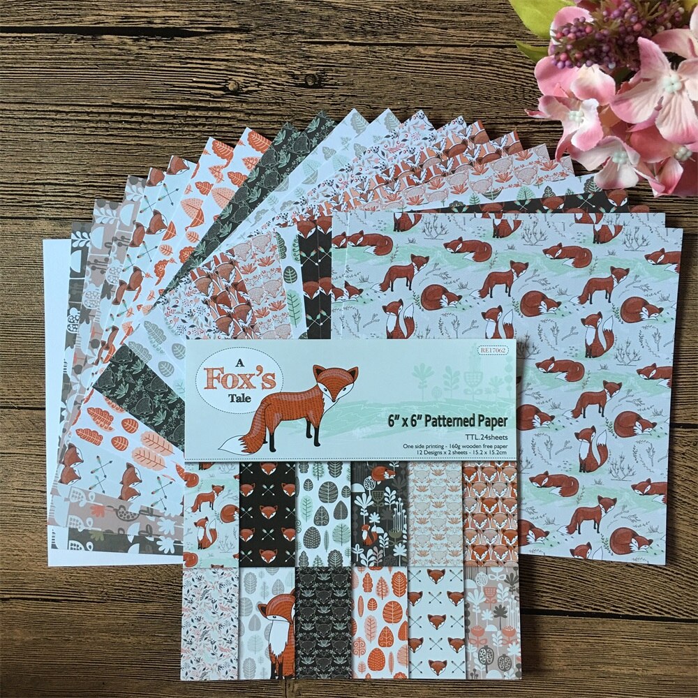 24pcs/Pack 6*6inch A Fox's Tale Patterned Paper Pack Scrapbooking DIY Planner Card Making Journal Project Letter Pad Paper