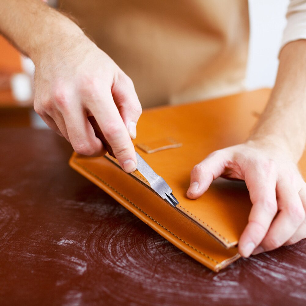 White Steel Stitching Lacing Punch Chisel Oblique Flat Cut Gear Pitch Tool Polished Prongs Leather Craft Hole Puncher Pitch Tool