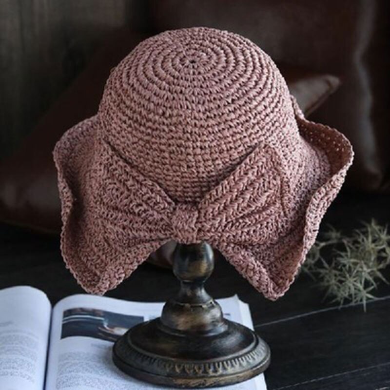 Brim and Bow Summer Hat Summer Hat Foldable Wide Brim Floppy Straw Sun Hat Summer Beach Hat for Women Girl DO2: Purple