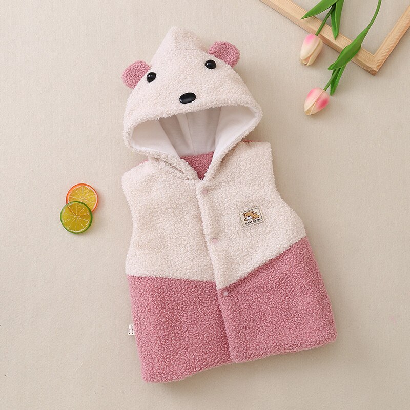 Gilet sans manches en coton pour bébé fille et garçon, vêtement d&#39;automne et d&#39;hiver: Pink / 12M