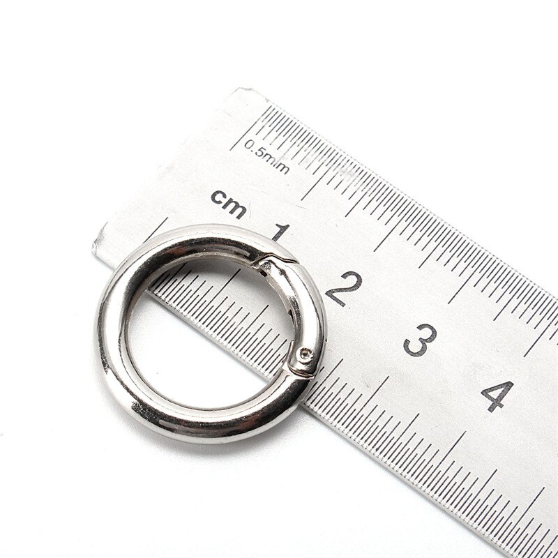 AEQUEEN 6 stks Metalen DIY Snap Clip 25mm Snap Clip Haak Mini Cirkel Voor Sleutelhanger Sleutelhanger Bag Accessoires Onderdelen zilver