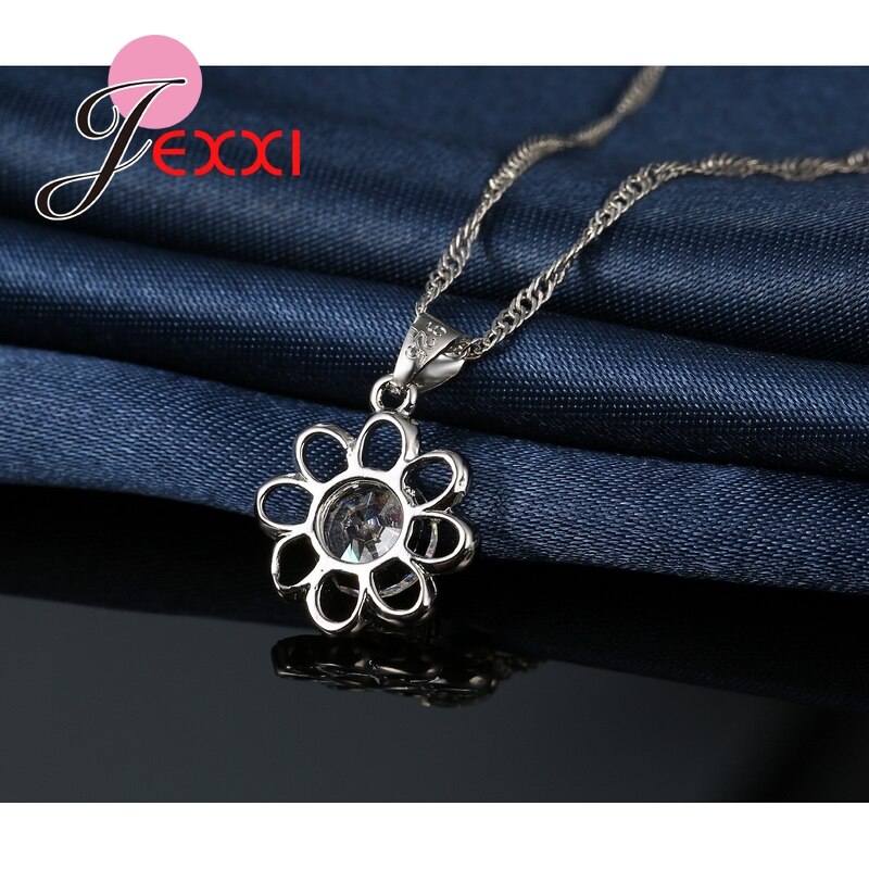 Retro Style Hollow Out Flower Ketting Oorbellen Voor Wedding 925 Sterling Zilver Oostenrijkse Crystal Sieraden Sets Vrouwen