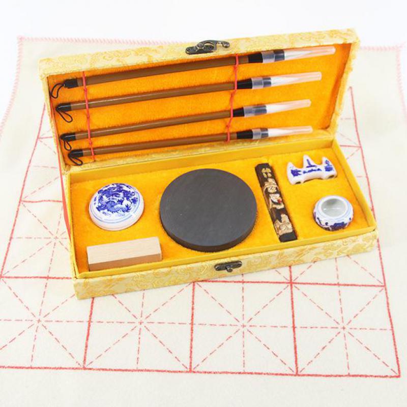 Chinese Traditional Calligraphy Set for beginners Scholar's Four Jewels Regular Script Calligraphy Writing Brushes pen Set
