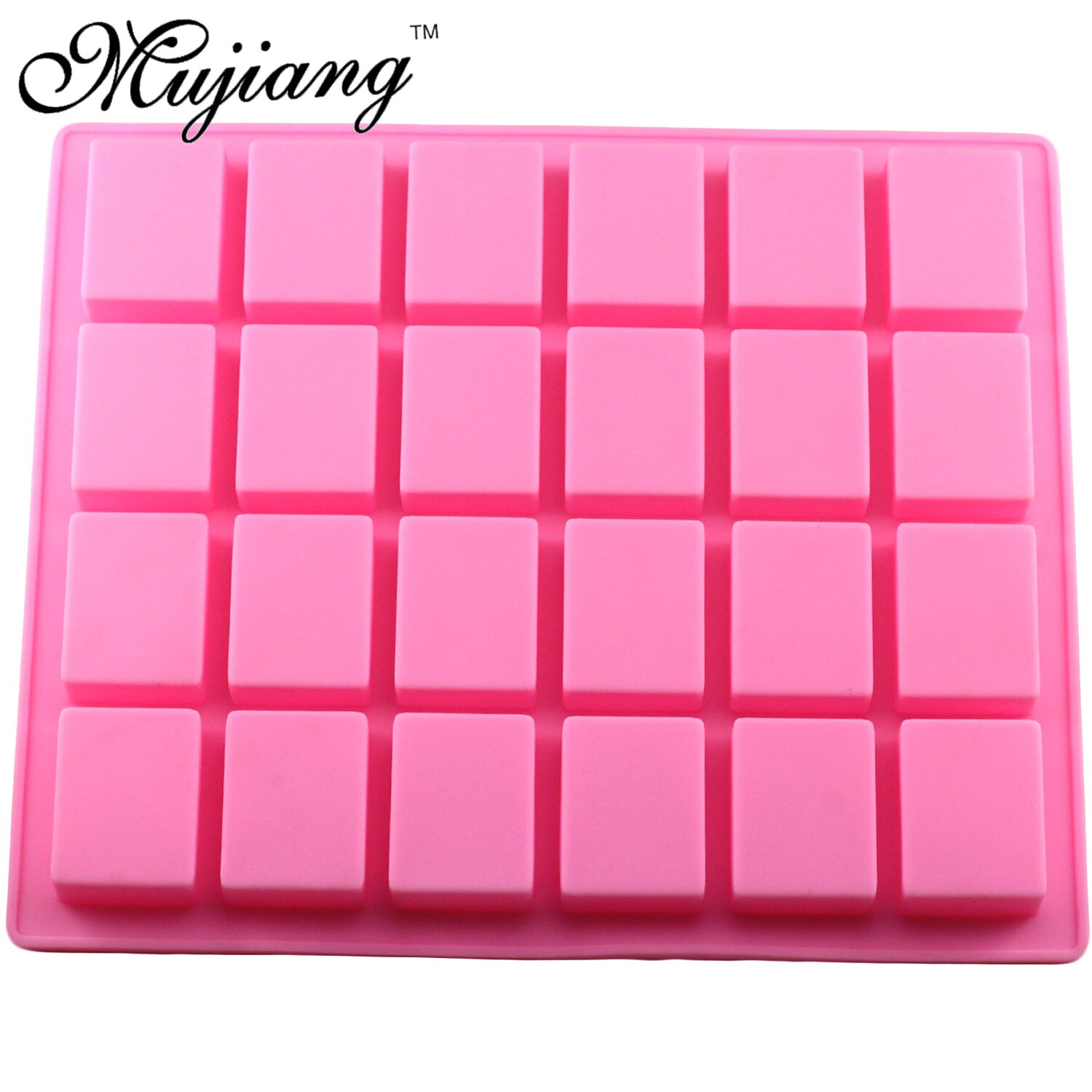 Moules à gâteaux carrés rectangulaires à 24 cavités en silicone mujiang, moules à savon faits à la main, bac à glaçons, moules à gâteaux à la gelée, moules à bonbons et à chocolat
