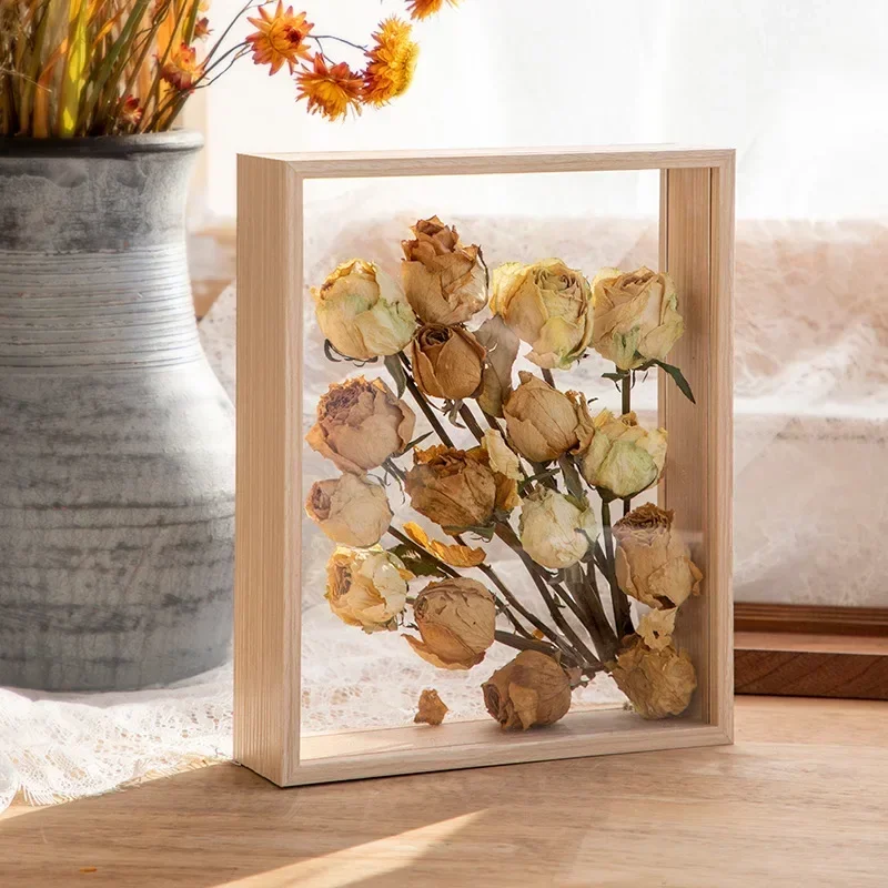 Marco de fotos de madera 3D, soporte para muestras de flores secas hecho a mano, marco de fotos de exhibición hecho a mano, decoración del hogar, profundidad de 3cm