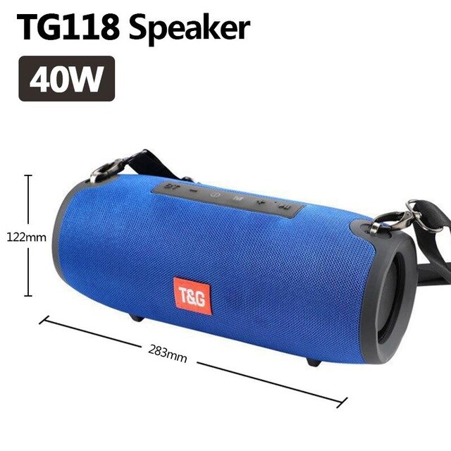 TG118 40W haute puissance Bluetooth haut-parleur extérieur Portable sans fil barre de son colonne Subwoofer centre de musique BoomBox 3D stéréo FM/TF: TG118 Blue
