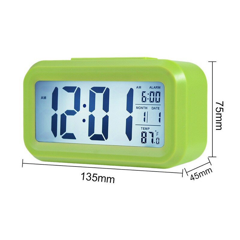 Alarma Digital LED reloj relij de mudo calendario electrónica escritorio luz Mesa Relojes de pared escritorio reloj: green A2