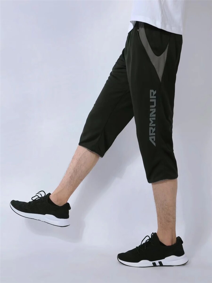 3/4 Mannen Voetbal Training Broek Sport Running Jogging Broek Gym Fitness Voetbal Training Broek Slanke Voetbal Training Broek: 7083 black gray / 4XL