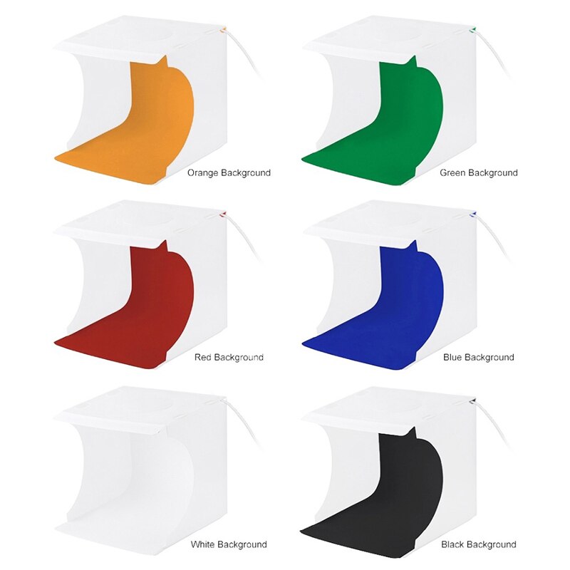 30cm Mini Foldable Photo Studio Box Photography Lightbox Studio Shooting Tent kit with LED Ring & 6 Color Backdrops