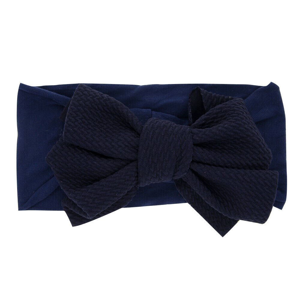 Baby Toddler Turban Headband - Floral Pattern Cotton Bow Hair Band Accessories: Blue