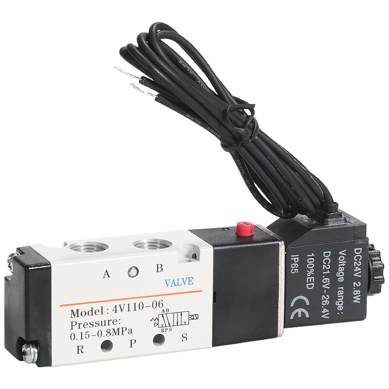 4V110-06 1/8 Air Magneetventiel Pneumat Valv 5 Way Port 2 Positie Gas Pneumatische Elektrische Magnetische Kleppen DC12V 24V 110V 220V: Section B / DC 12v