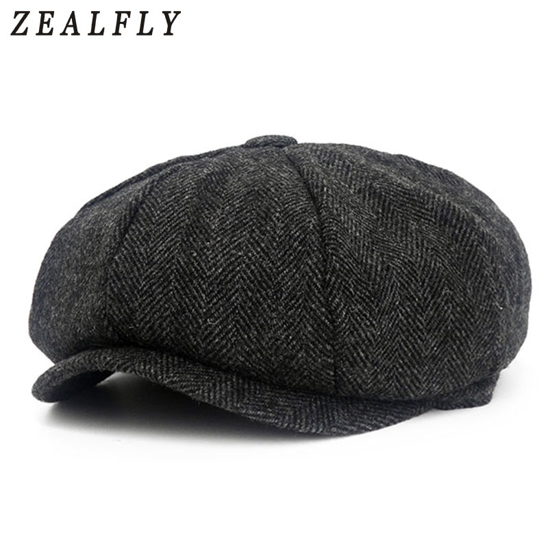 Boina con patrones de espiguilla Para hombre y mujer, gorros planos informales, estilo Retro, octogonal, Para vendedor de periódicos