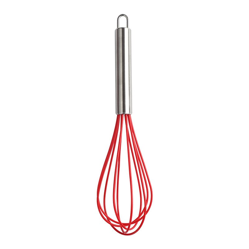 Silicone Whisk Stainless Steel Handle Egg Beater Kitchen Utensils for Blending Whisking Beating and Stirring Kitchen Egg Tools: Red