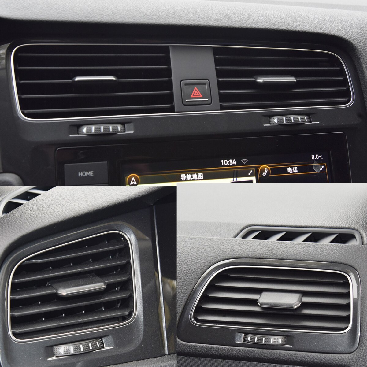 Nieuw Front Auto Dashboard Ac Air Vent Grill Silde Clip Adjust Trim Voor Vw Golf 7 7.5 Gti Rline