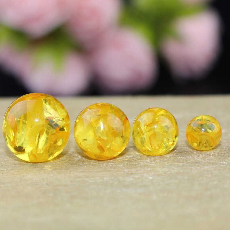 50pcs/lot Beautiful Amber Color Round Beads 6 8 10 12mm Handmade Bracelet Necklace Spacer Beads DIY Jewelry Making