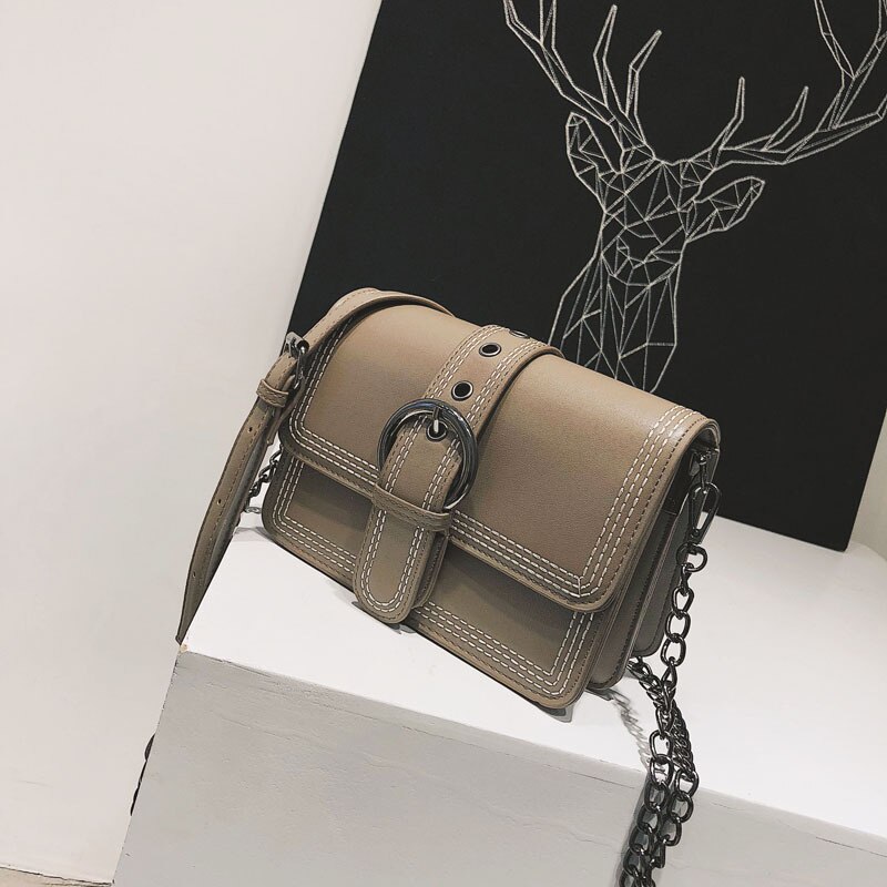 LUCDO Women Small Chains Bags Flap Bags Famous Brand Handbag Lady Messenger Female Crossbody Bag Mini Bag Bolsa: khaki