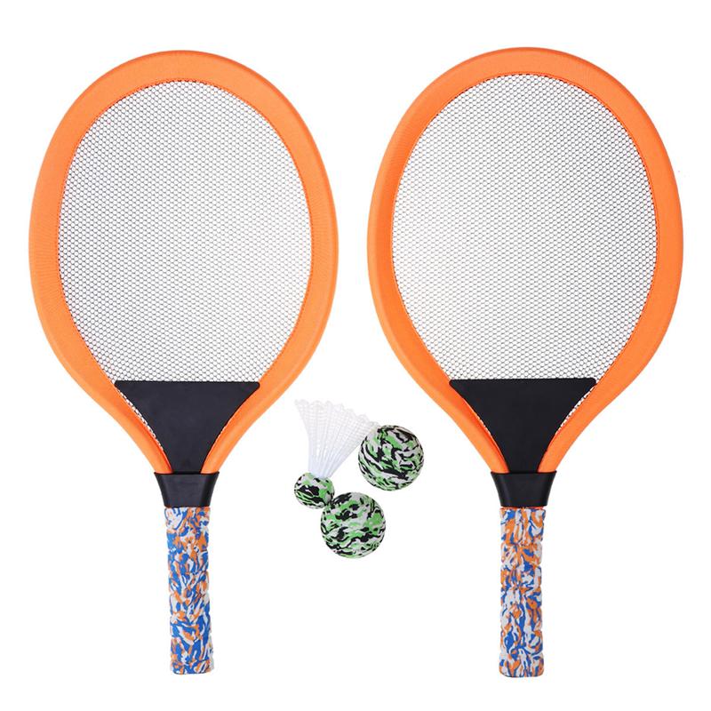 2 sett barn sports tennisracket utendørs racket sports strand tennis racket sett (blå rund racket, blå oval racket): Oransje