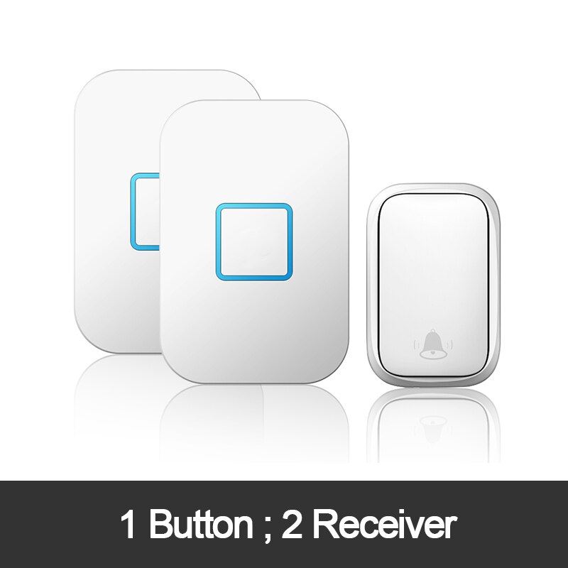 Doorbell Wireless Long-Distance Waterproof Self-Powered 1 Button 1 Receiver No Battery Required Wifi Smart Home Door Bell: 1Button 2Receiver B / AU Plug