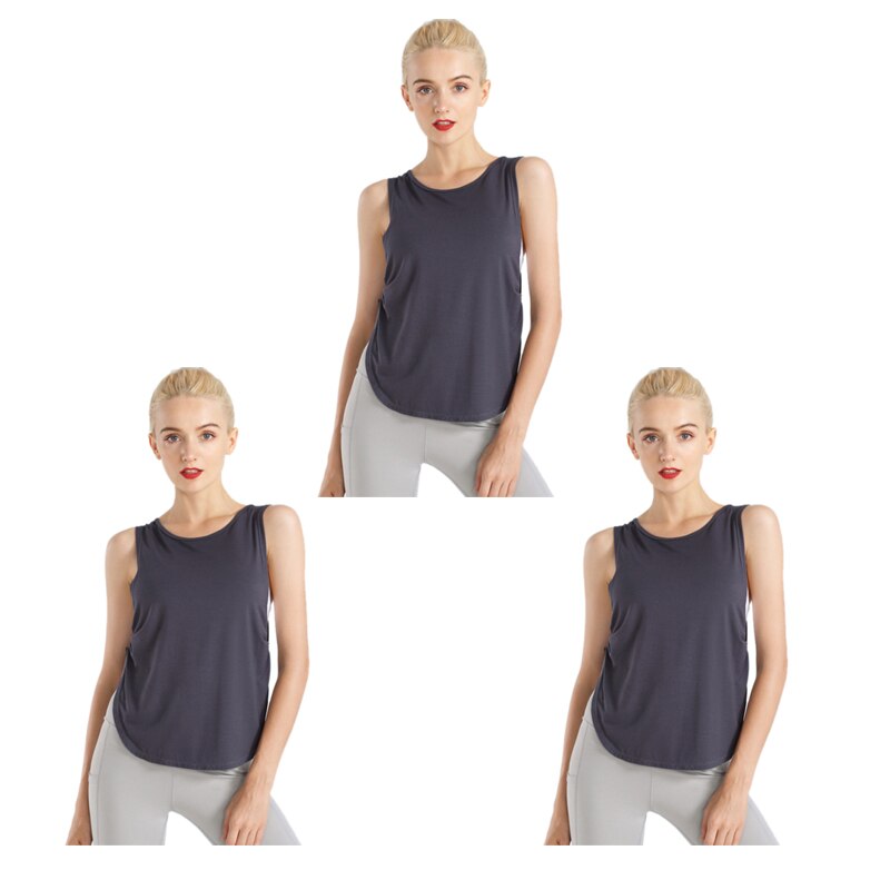 Women Cute Workout Clothes Mesh Yoga Tops Exercise Gym Shirts Running Tank Tops