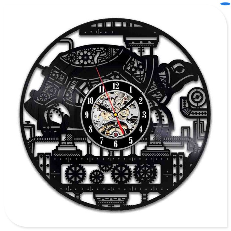 Steampunk klok uil monteur tandwielen vinyl wandklok retro gotische vintage decoratie: 12