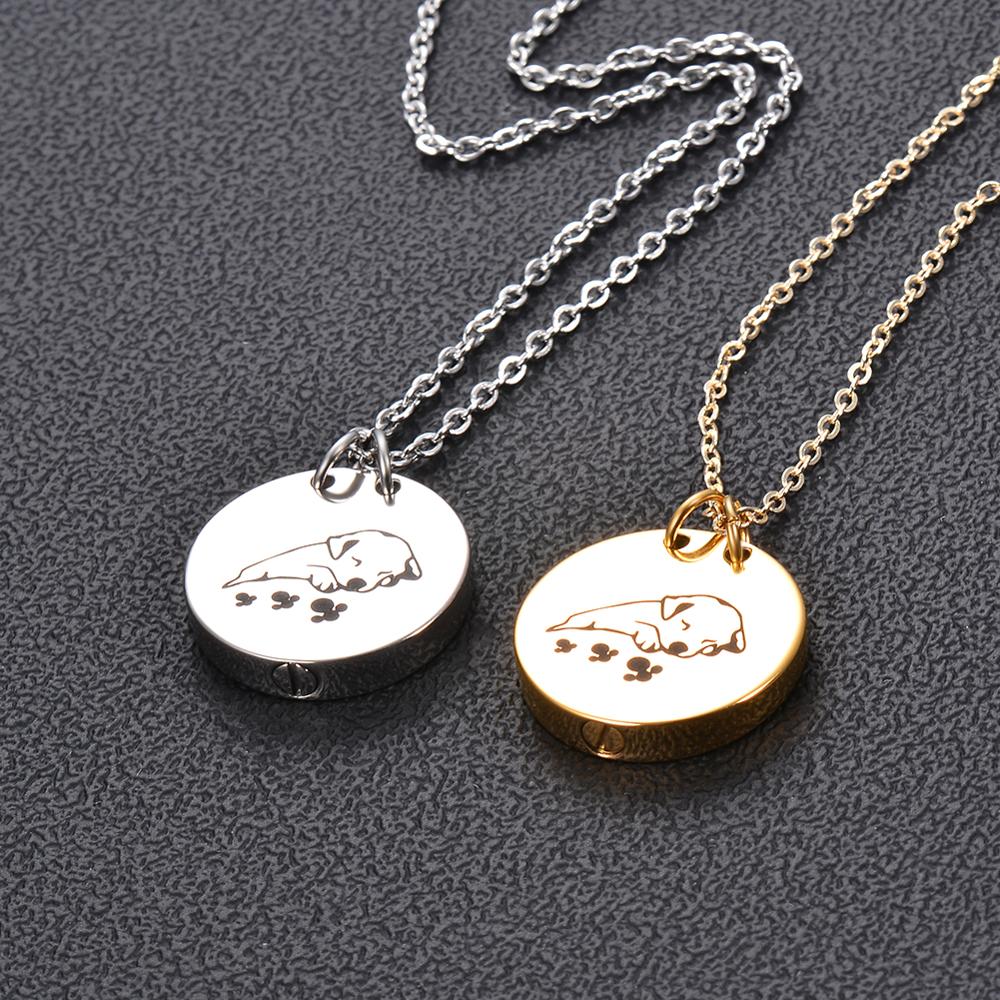 2 Kleuren, Huisdier Crematie Ketting Voor As Urnen Sieraden Rvs Ronde Hond Kat Aandenken Memorial Urn Hanger Medaillon