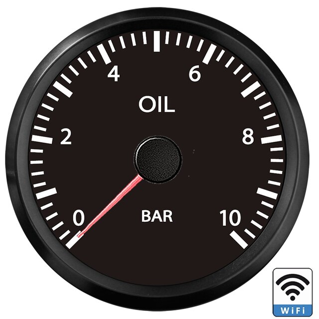 Manomètre d&#39;huile WiFi 52mm, 0-10bar, Support étanche Programmable PC/ordinateur portable/téléphone portable pour 0-190ohm 240-33ohm 12/24V: TD52W-P10-BN