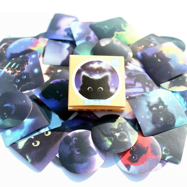 45 pièces/boîte papeterie autocollants chat griffe bricolage planète papier collant Kawaii animaux paysage autocollants décoration journal Scrapbooking: 01