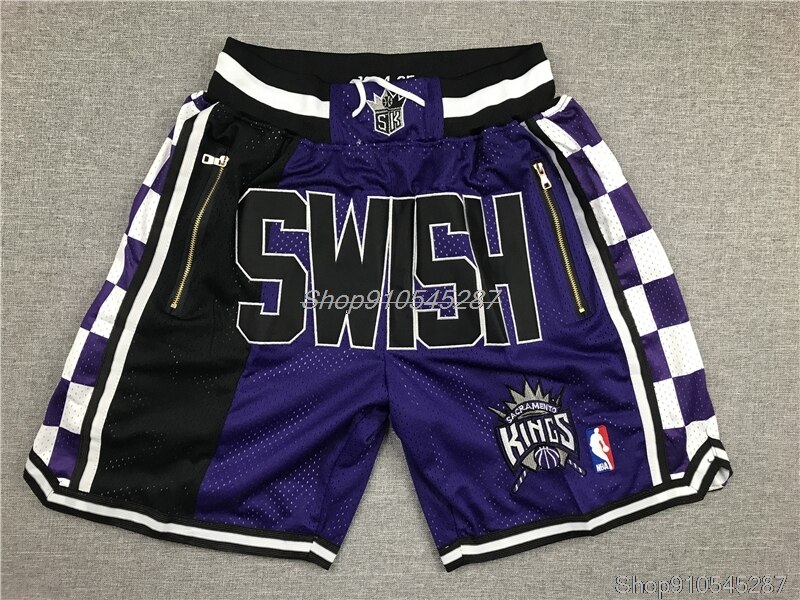 Nba Sacramento Kings #55 Jason Williams Basketbal Shorts #5 De'aaron Fox Mesh Borduren Sneldrogende Mannen mesh Jogging Korte