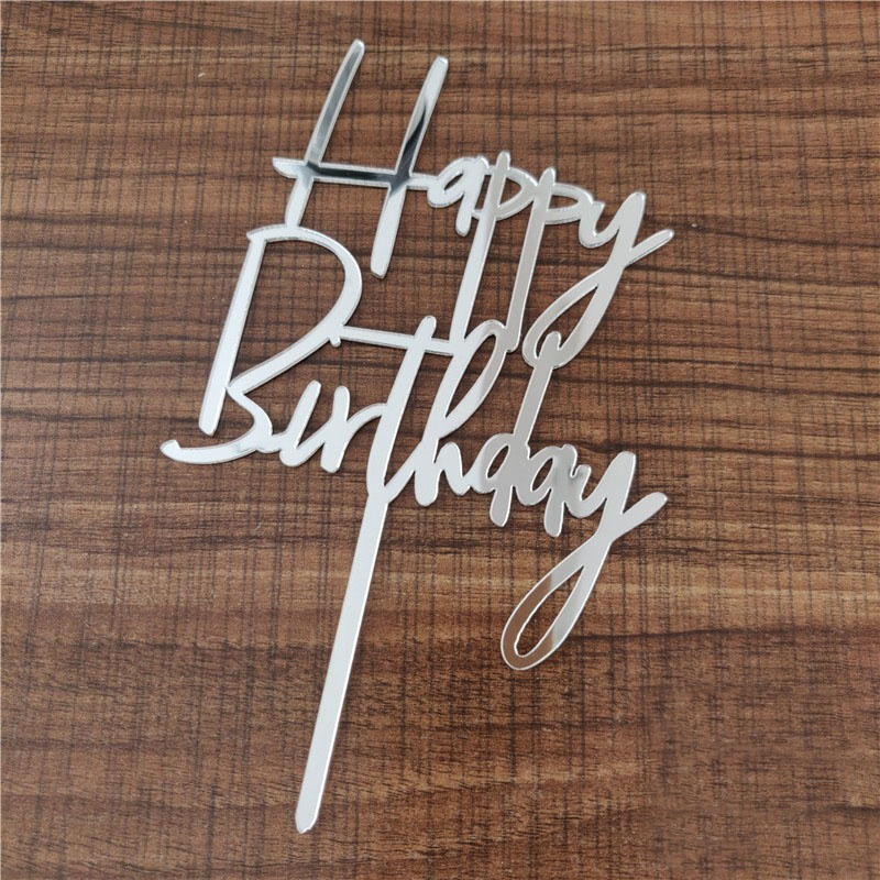 10Pcs/Pack Gold Silver Acrylic Cake Toppers Happy Birthday Cake Toppers For Womens Mens Kids Birthday Party Decor Baby Shower: VIOLET/紫罗兰