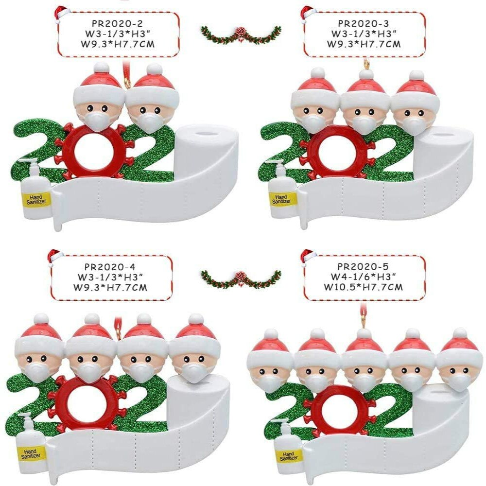 Quarantine Christmas Ornament Family Party Santa Claus Pendants Xmas Decoration Tree Pandemic -Social Distancing