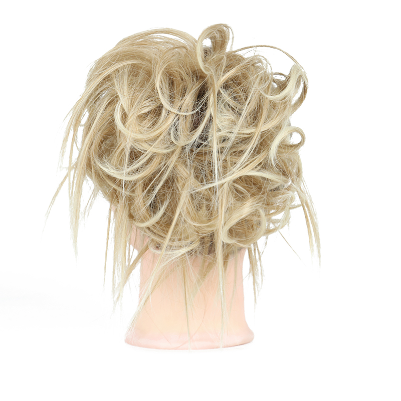 Xinran syntetisk hårstykke rodet knold pjusket hårstykke elastikbånd chignon hår krøllet scrunchie updo cover til kvinder 17 farver: 27 t 613