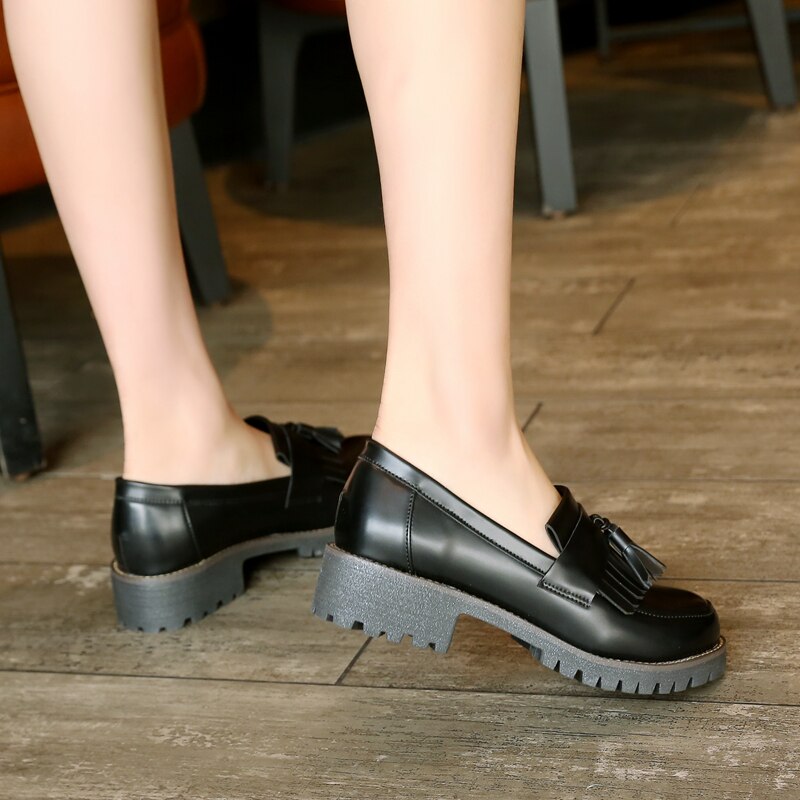 Kvinder oxford flade forårssko til kvinder læder lejligheder sommer brogues vintage slip on loafers afslappede sneakers sko