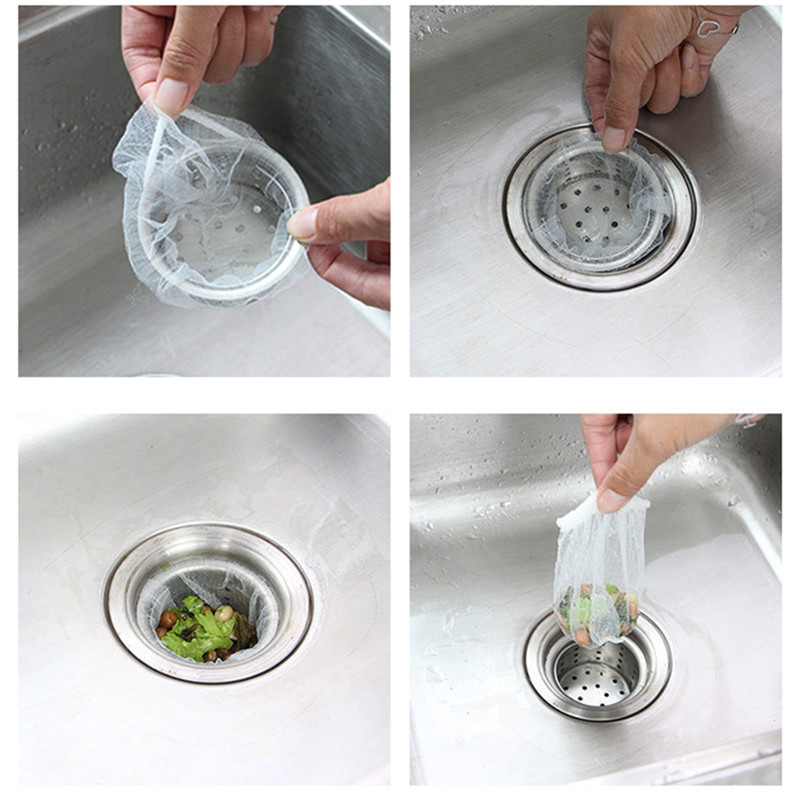 30/100PCS Reusable Garbage filter Bag Kitchen Bathroom Trash Sink Strainers Hair Waste Bin Filter Bag Shower Drain Sieve Net Bag